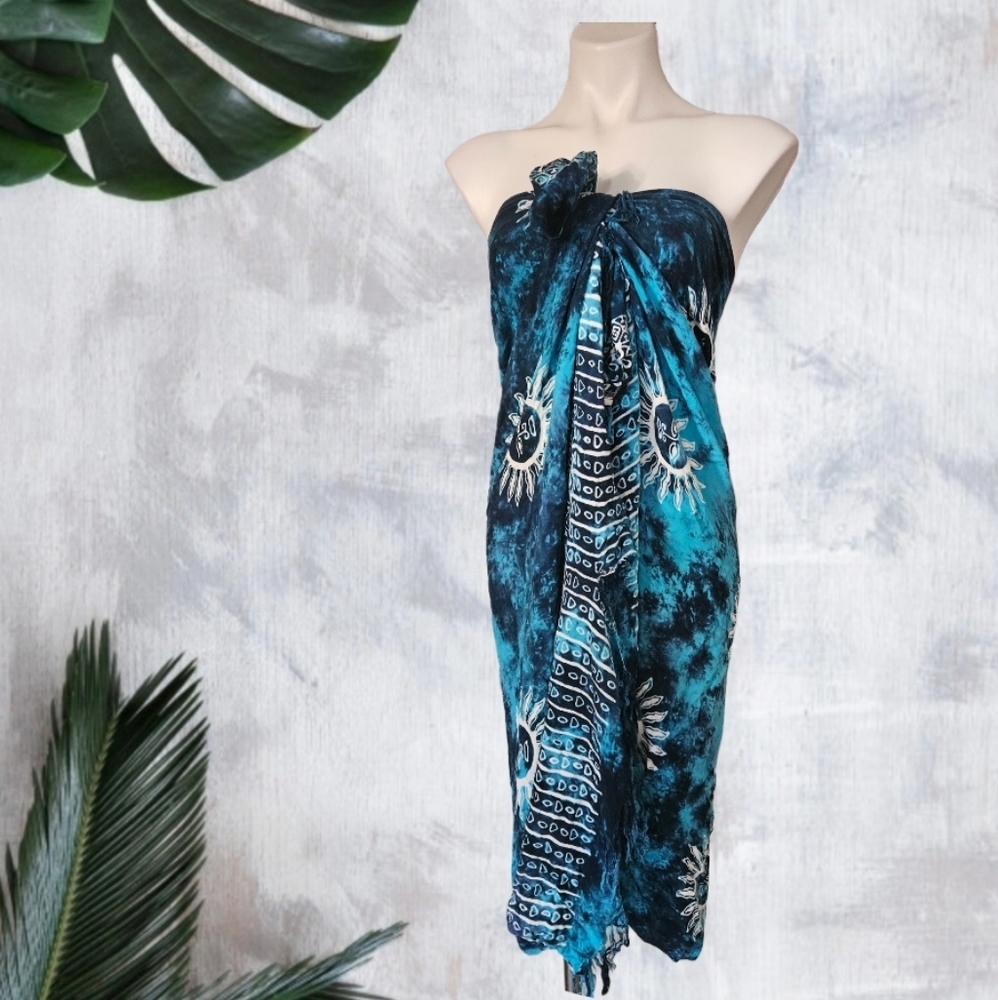 Island Imports Rayon Blue Tie-Dye Sarong